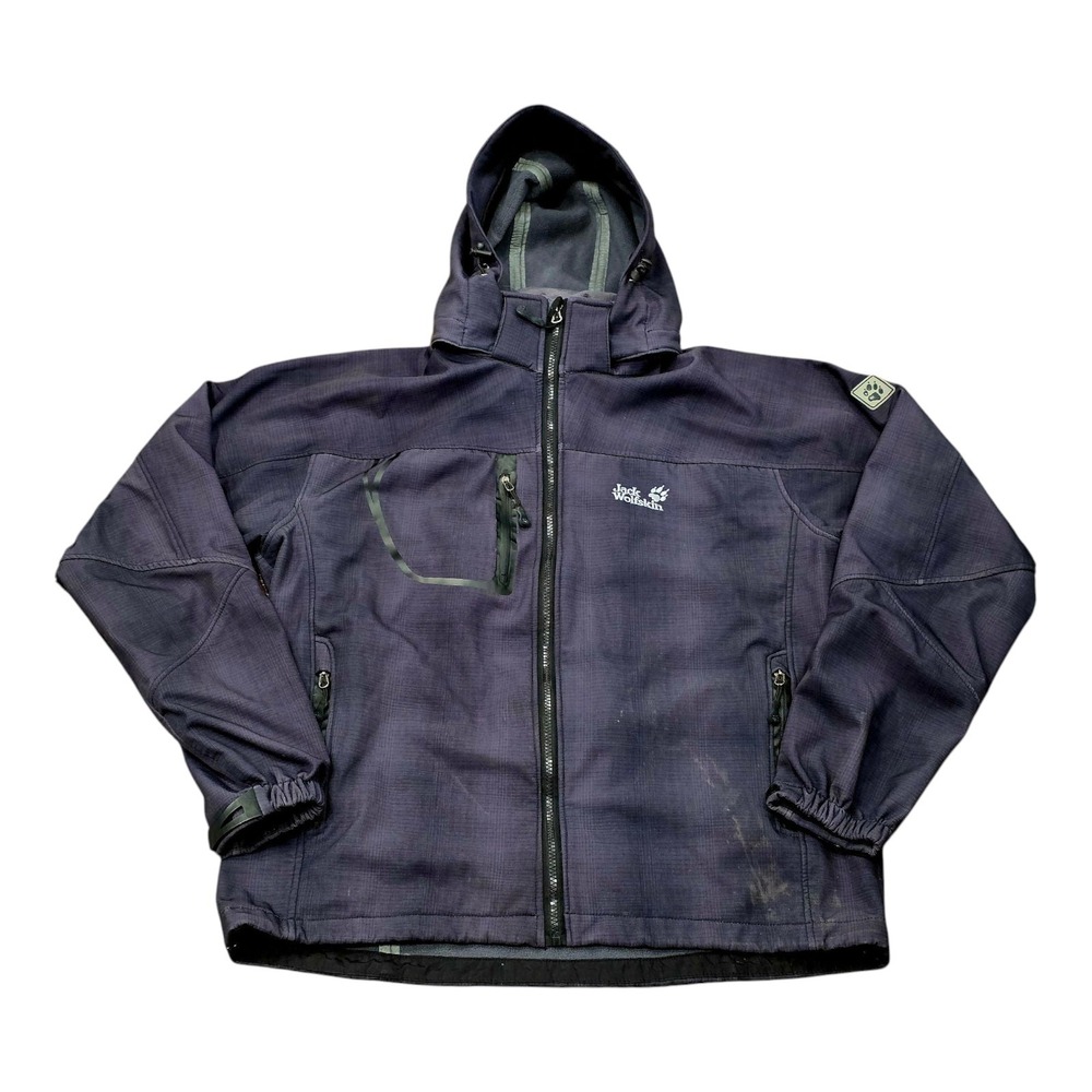 Jack Wolfskin Mens Softshell Full Zip Hooded Jacket Gray Large Outdoor Coat